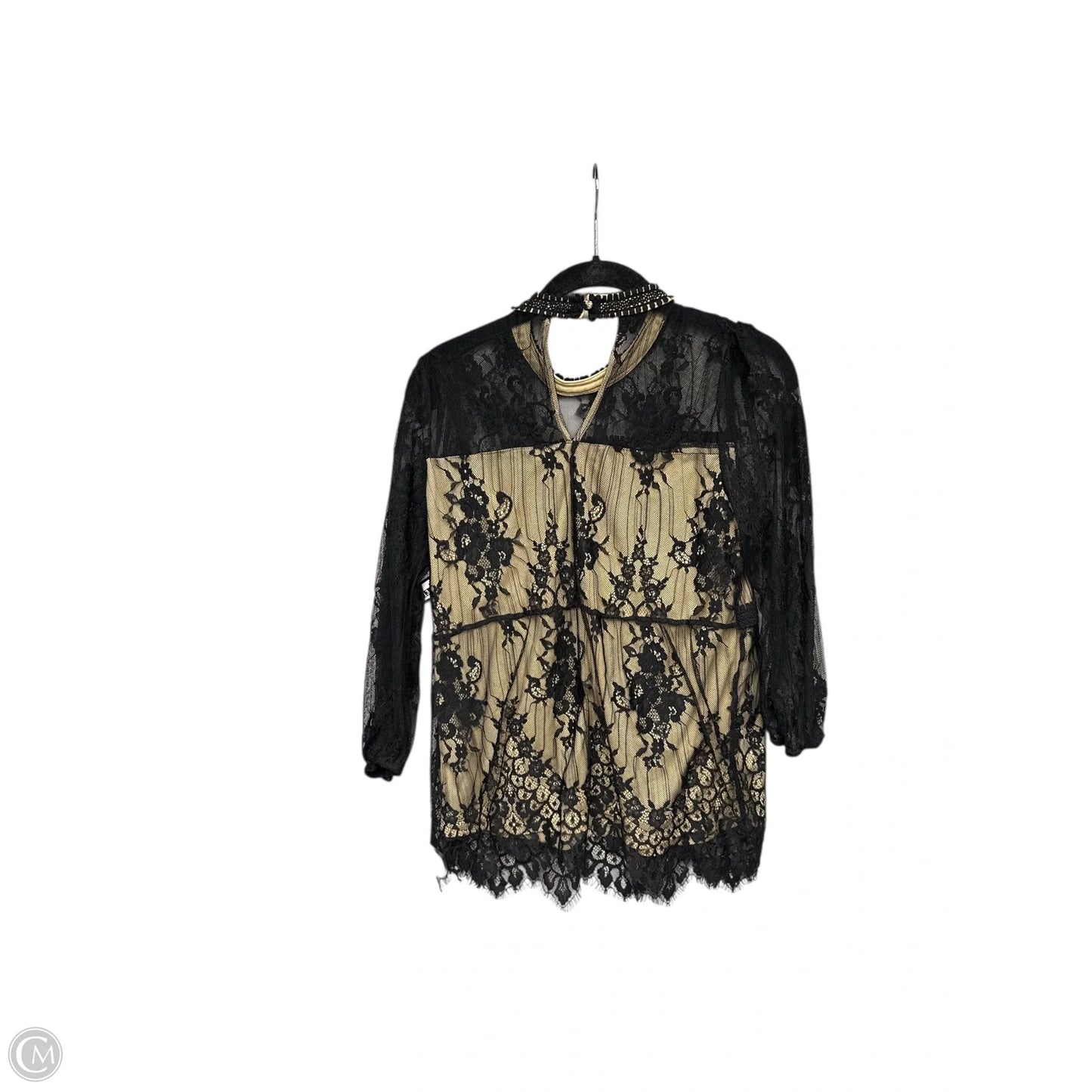 Blouse Long Sleeve By Andree By Unit In Black & Tan, Size: S