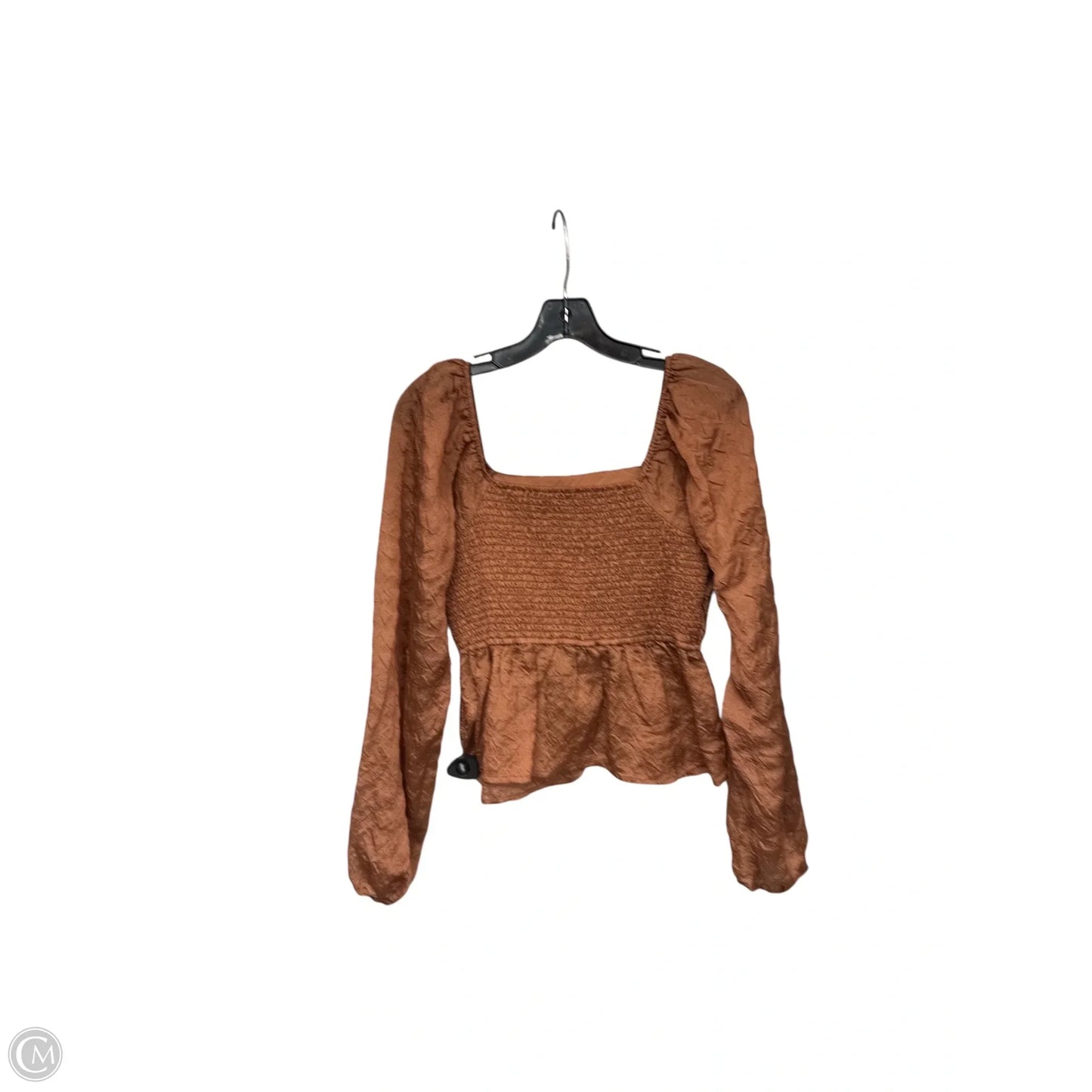 Top Long Sleeve By Gilli In Brown, Size: S