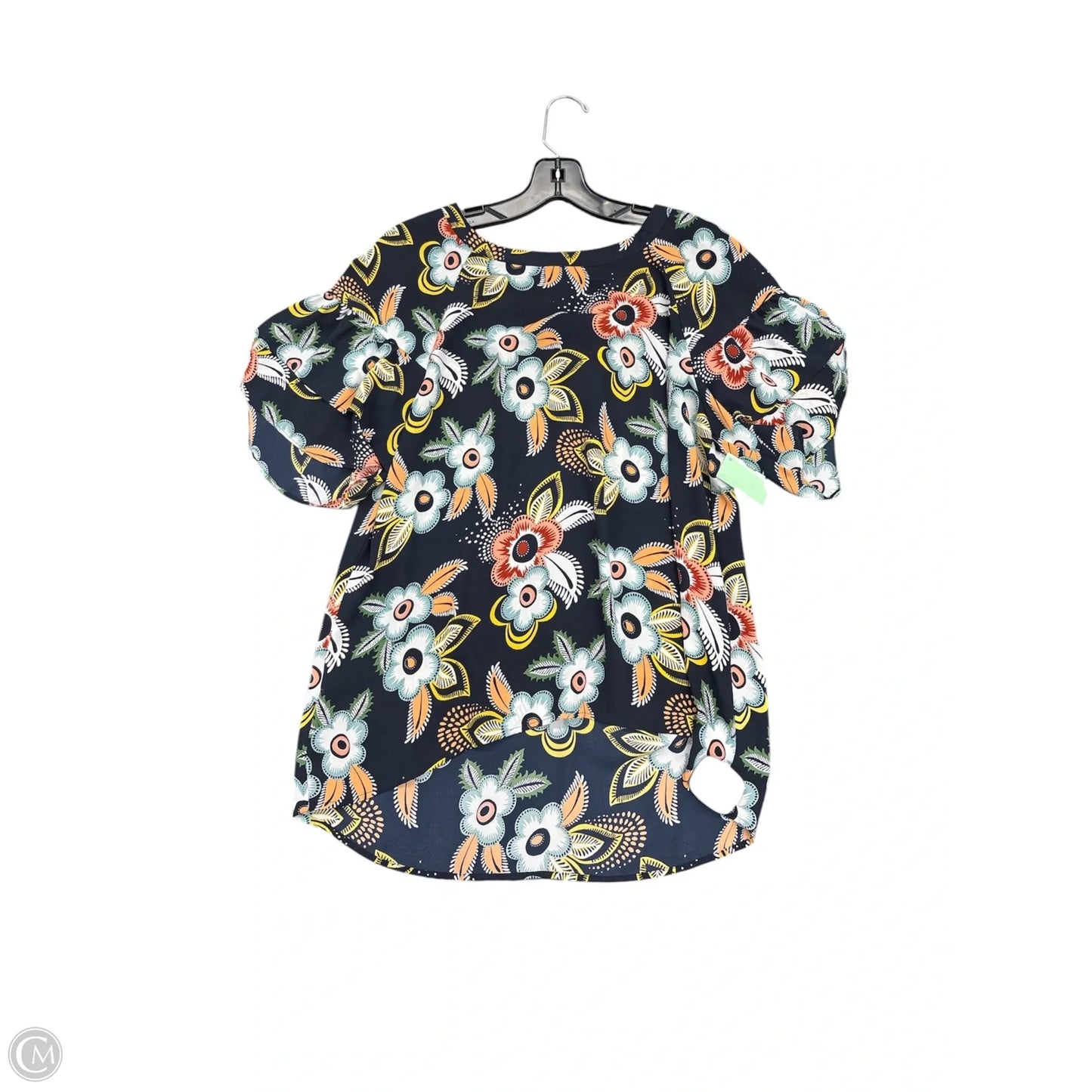 Top Short Sleeve By Loft In Blue & Orange, Size: S
