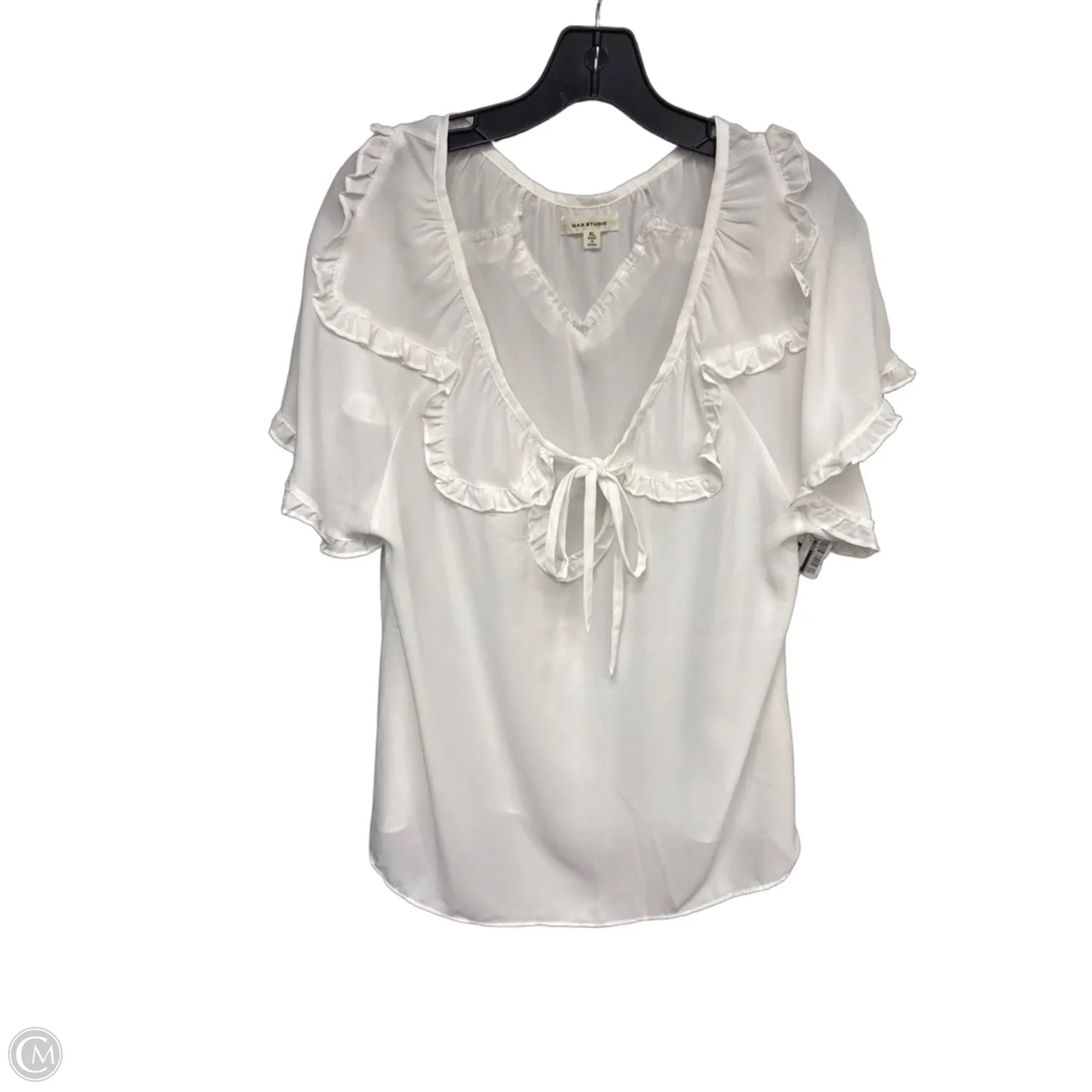 Top Short Sleeve By Max Studio In White, Size: Xl
