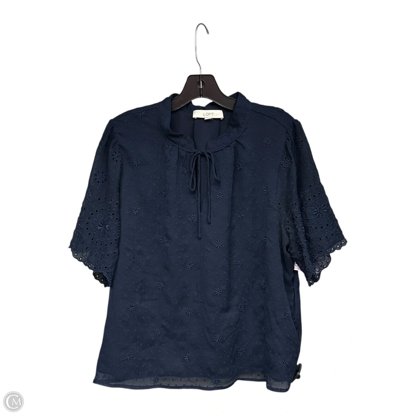 Top Short Sleeve By Loft In Navy, Size: Xl