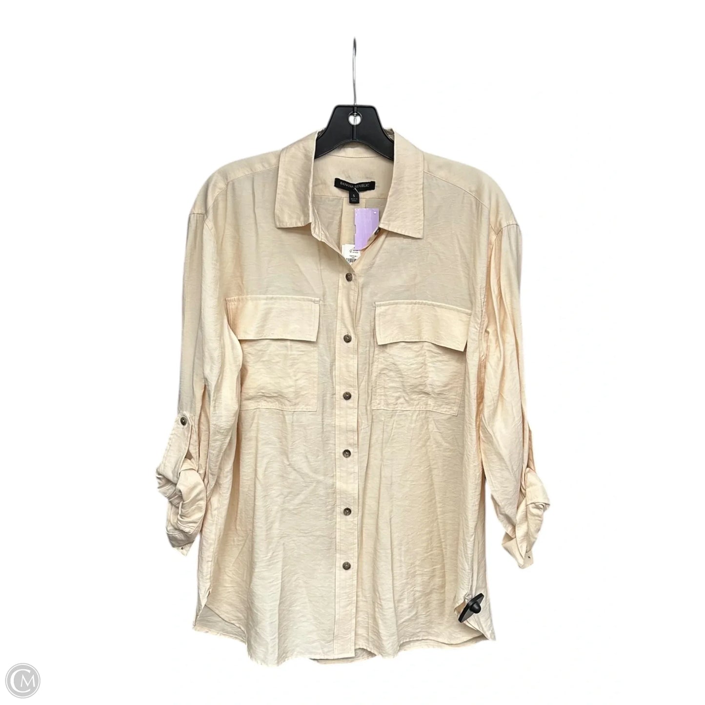 Top Long Sleeve By Banana Republic In Cream, Size: S