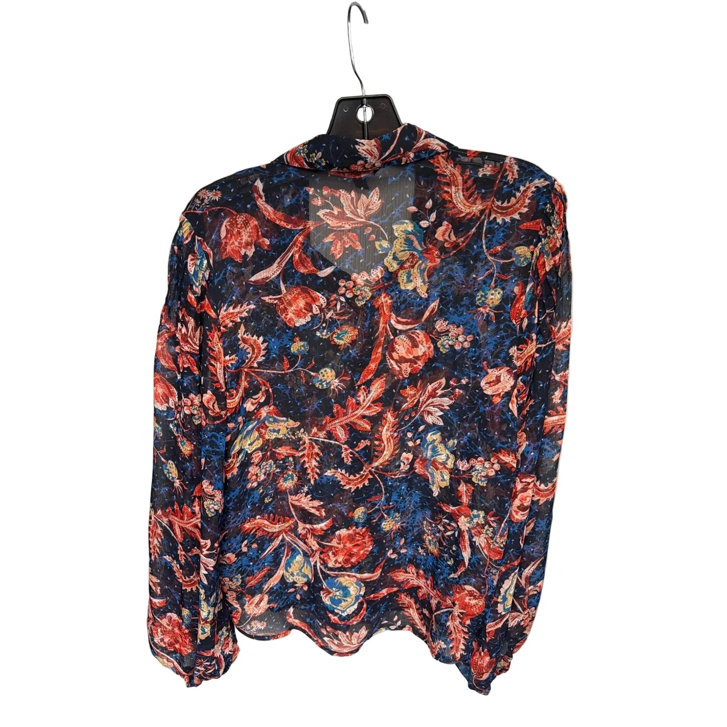Blouse Long Sleeve By Express In Blue & Red, Size: M