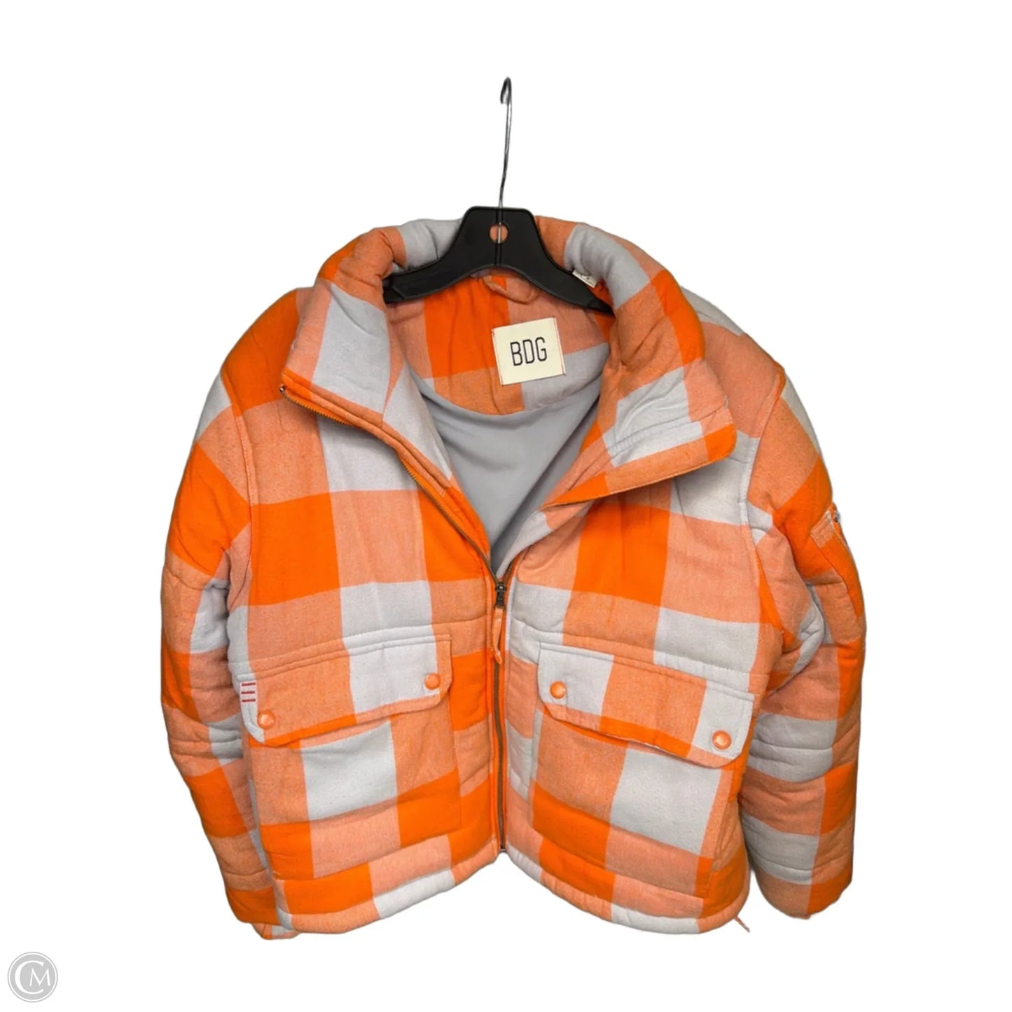 Coat Puffer & Quilted By Bdg In Grey & Orange, Size: L