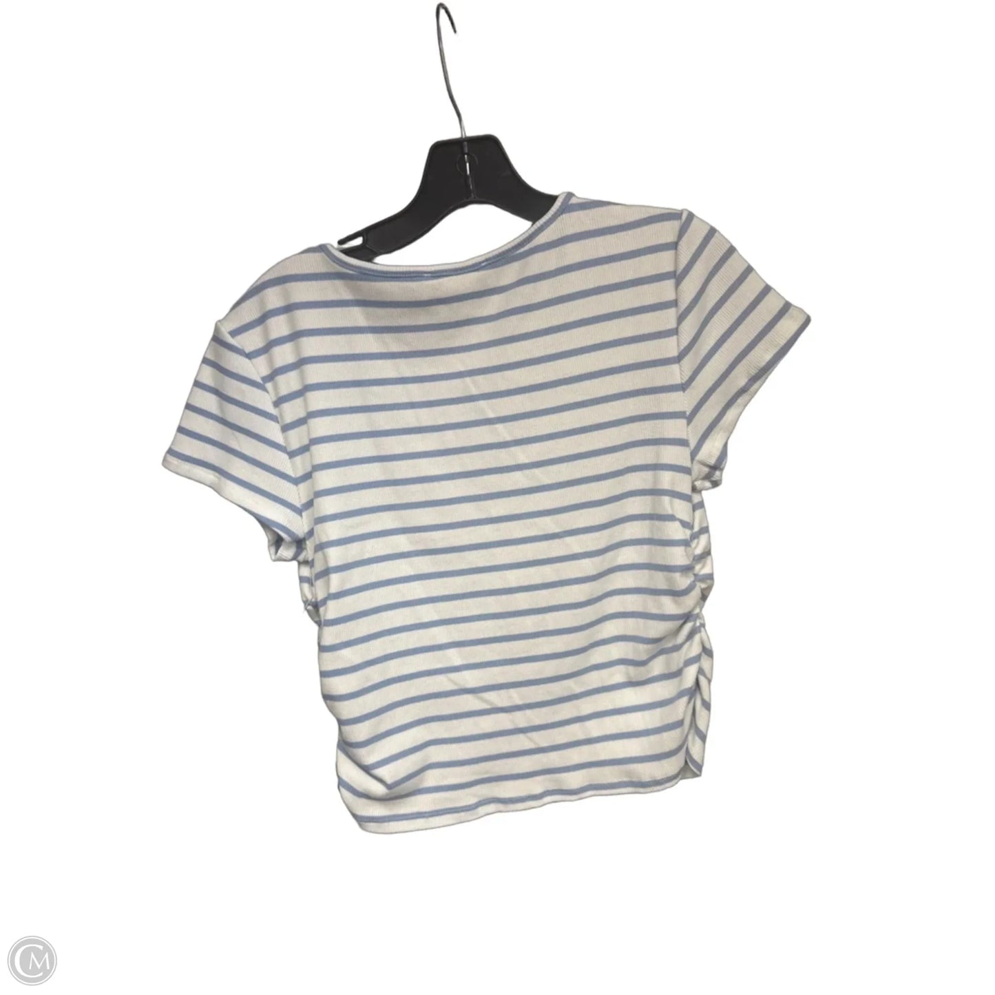 Top Short Sleeve By Pink Rose In Blue & White, Size: Xl