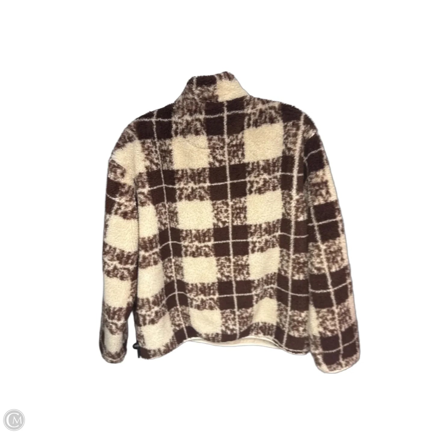 Jacket Faux Fur & Sherpa By Offline In Brown & Cream, Size: M