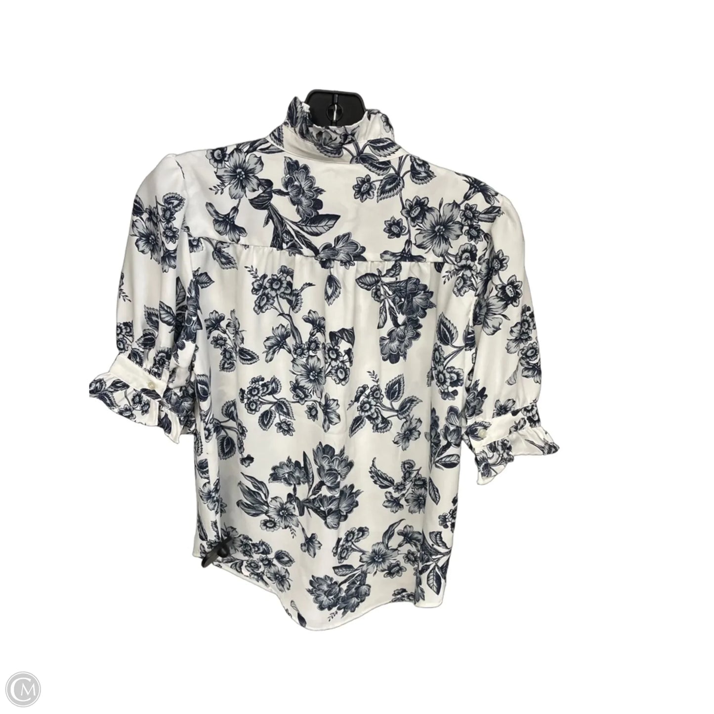 Top Short Sleeve By Ann Taylor In Blue & White, Size: Xs