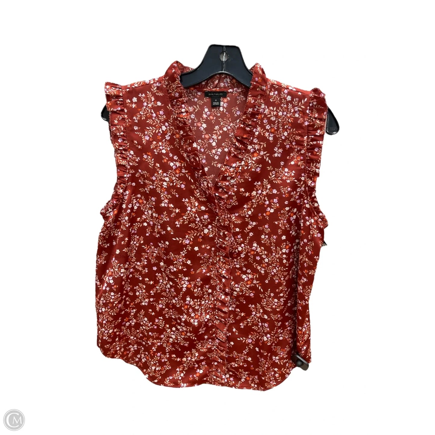 Top Sleeveless By Ann Taylor In Maroon, Size: M