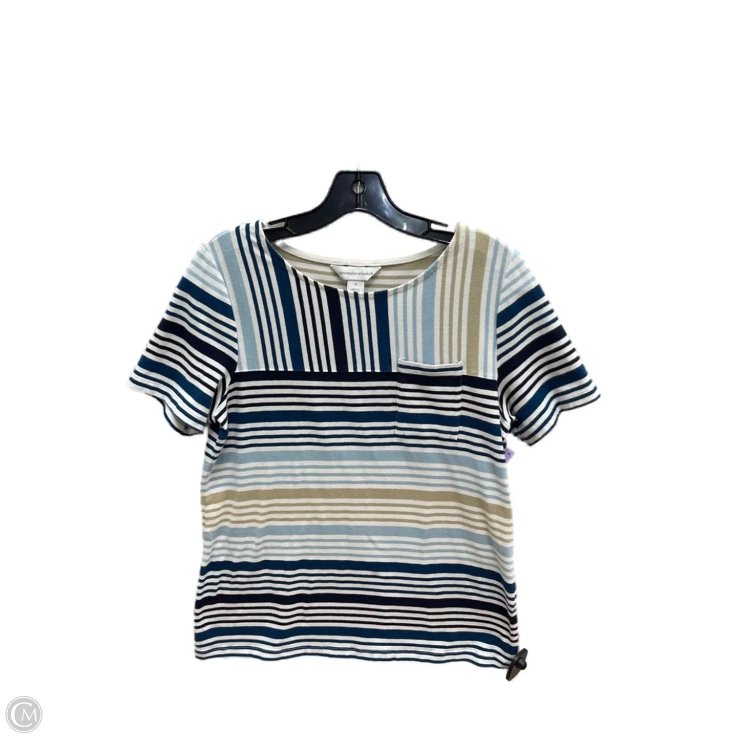 Top Short Sleeve Basic By Christopher And Banks In Blue & White, Size: M