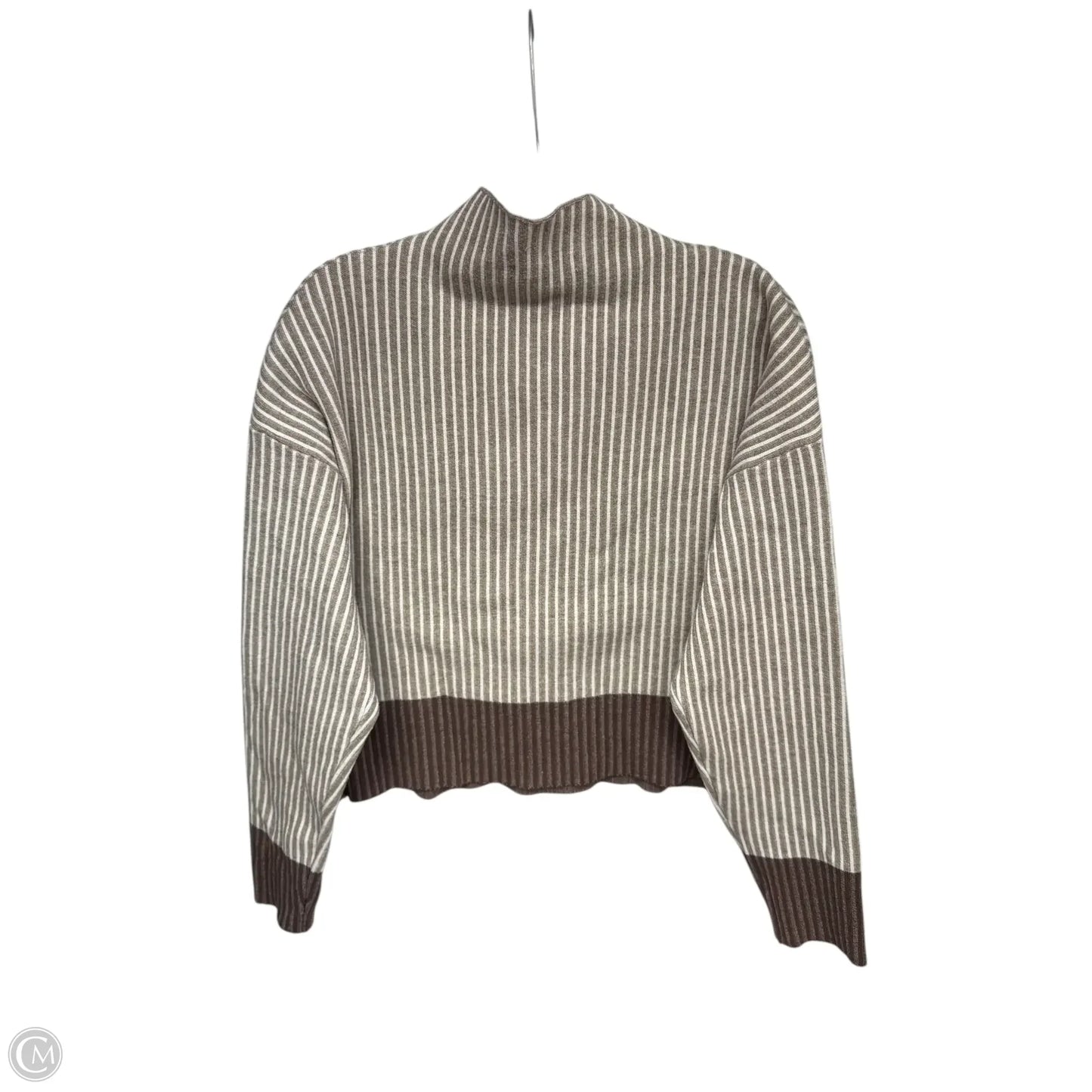 Sweater By Tahari In Brown & Cream, Size: Xl