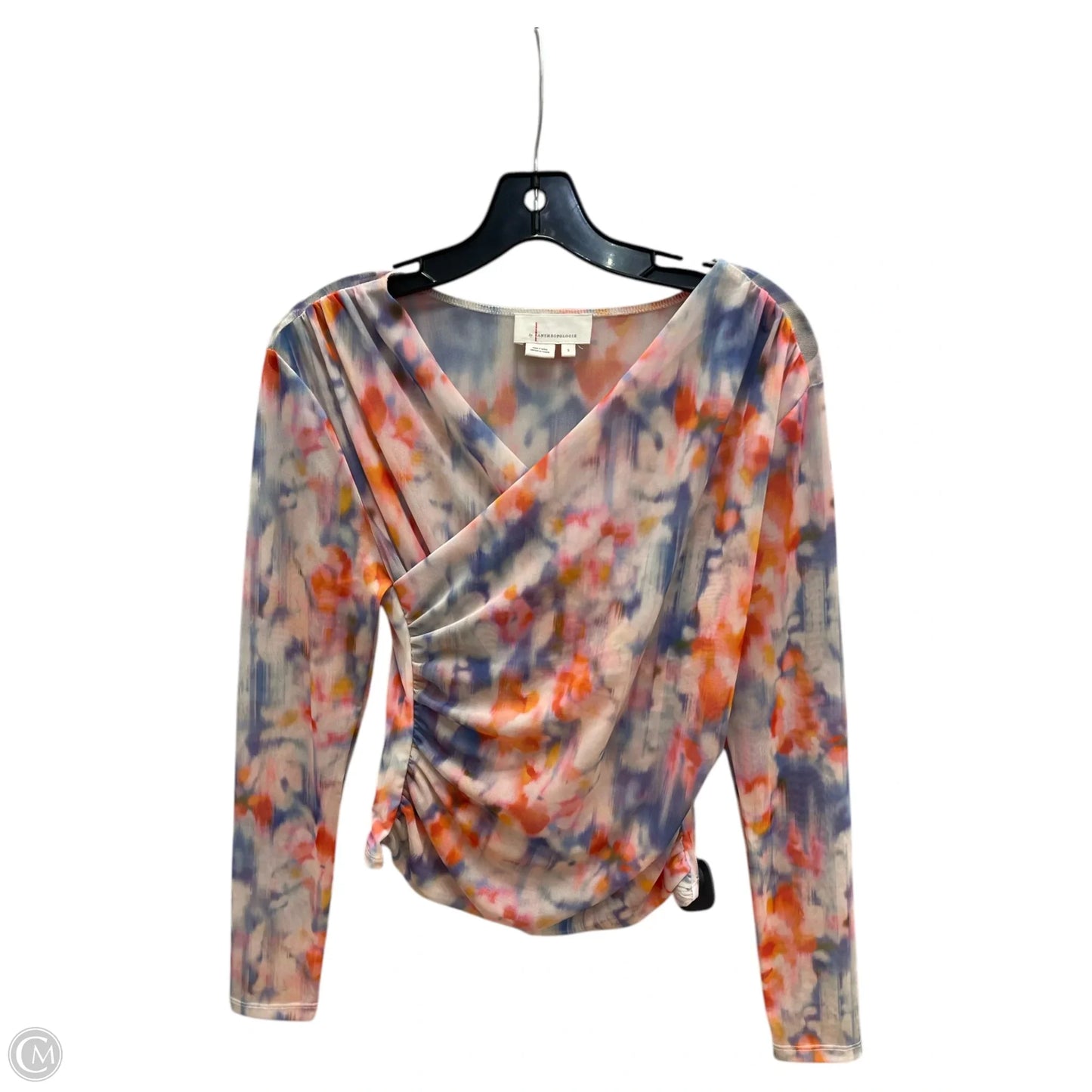 Top Long Sleeve By Anthropologie In Blue & Orange, Size: S