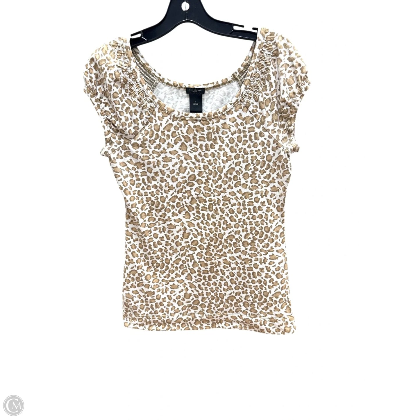 Top Short Sleeve Basic By Ann Taylor In Animal Print, Size: S