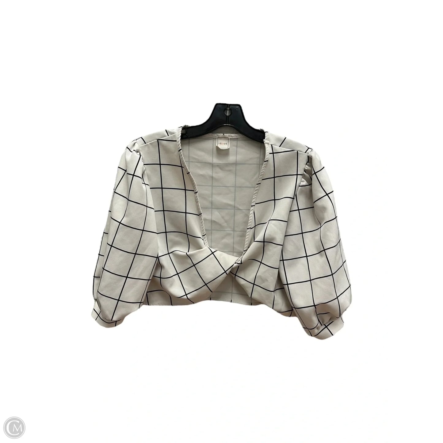 Top 3/4 Sleeve By Clothes Mentor In Black & Cream, Size: L