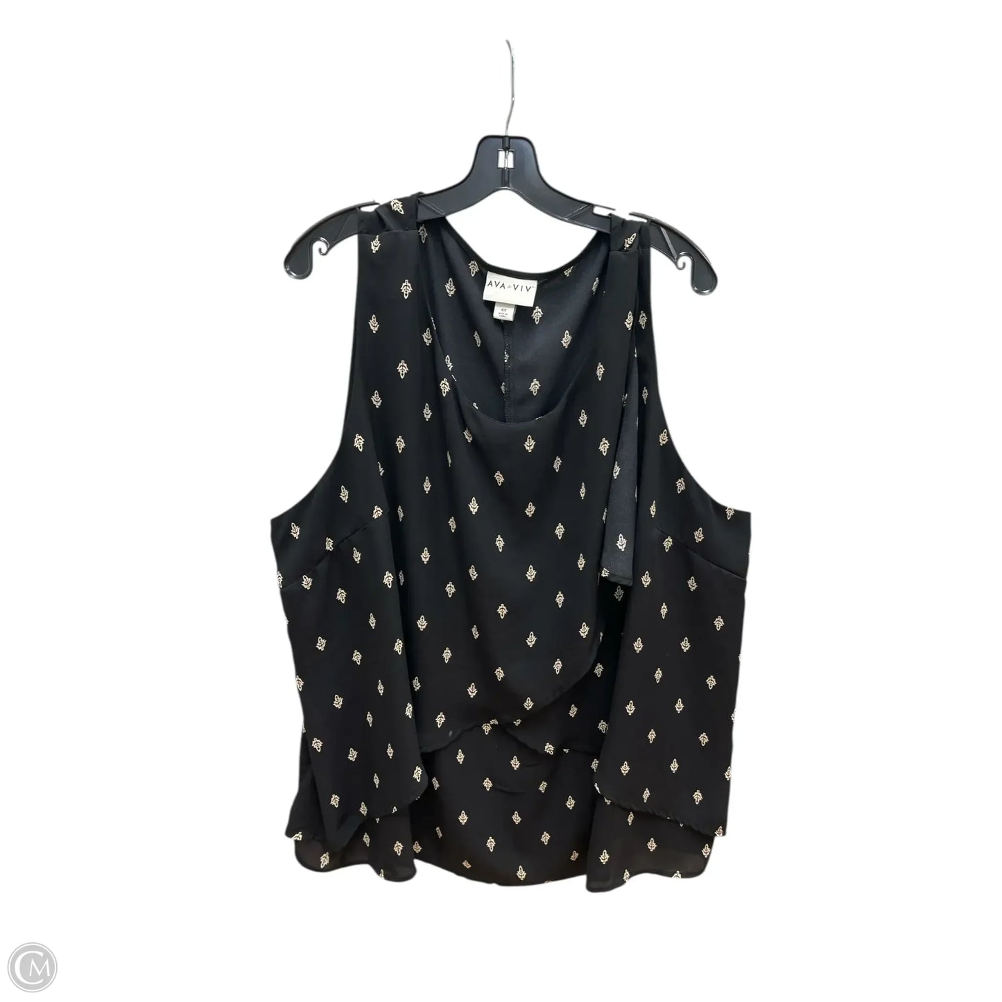 Top Sleeveless By Ava & Viv In Black & Cream, Size: 4x