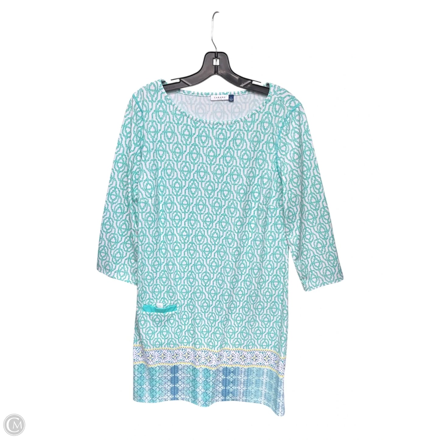 Swimwear Cover-up By Clothes Mentor In Green & White, Size: L