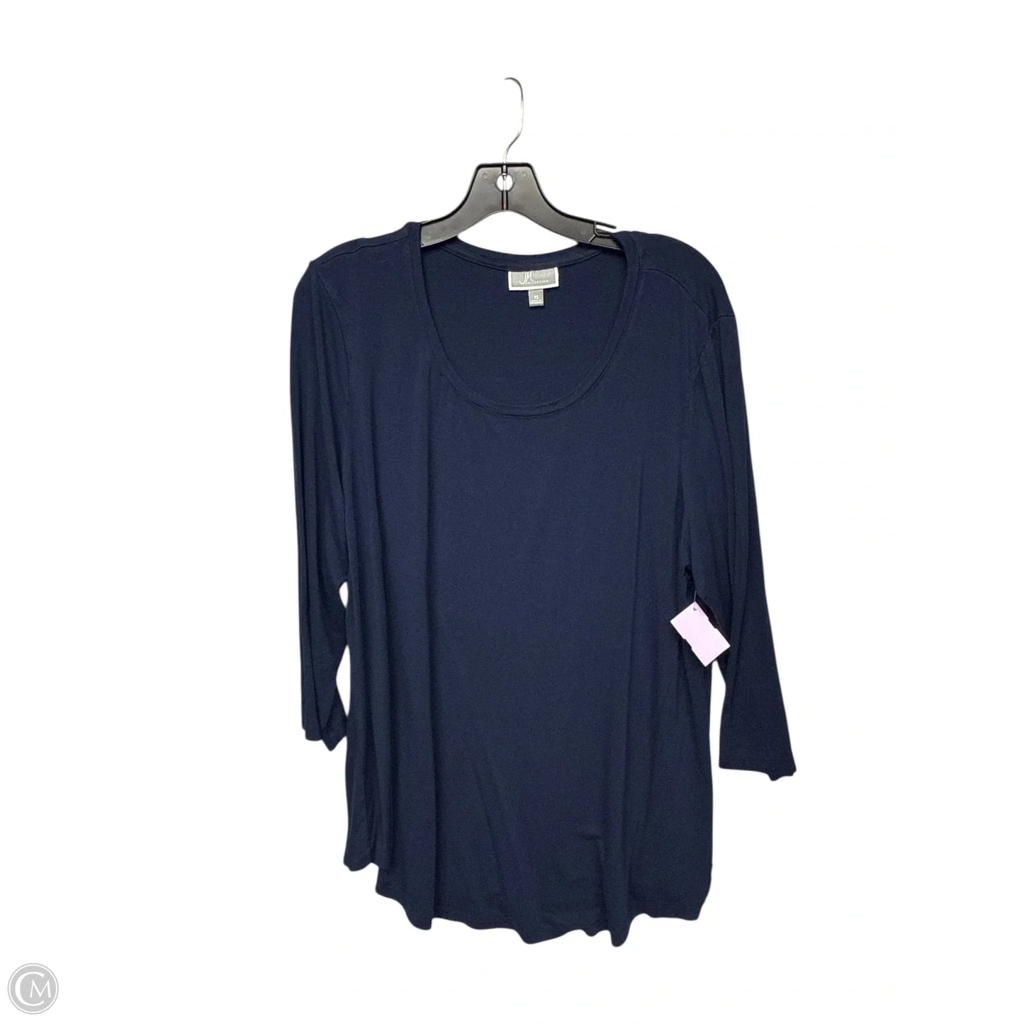 Top 3/4 Sleeve Basic By Jm Collections In Navy, Size: Xl
