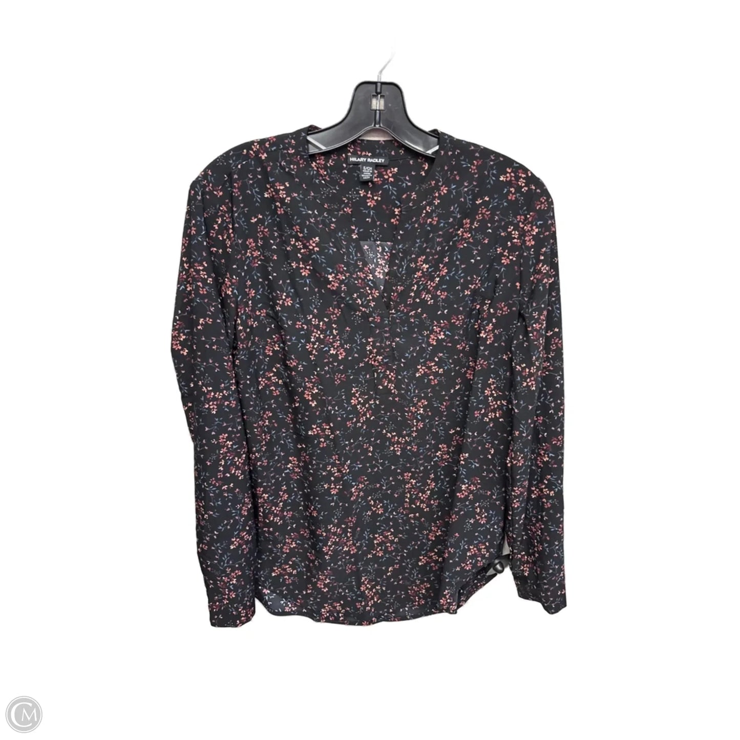 Top Long Sleeve By Hilary Radley In Black & Purple, Size: S