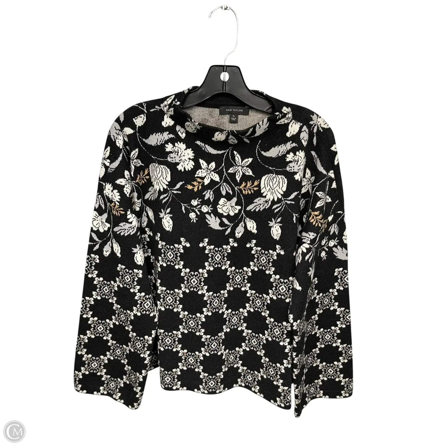 Sweater By Ann Taylor In Black & White, Size: Xl