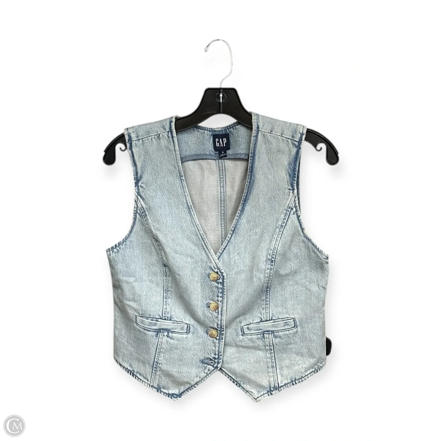 Top Sleeveless By Gap In Blue Denim, Size: S
