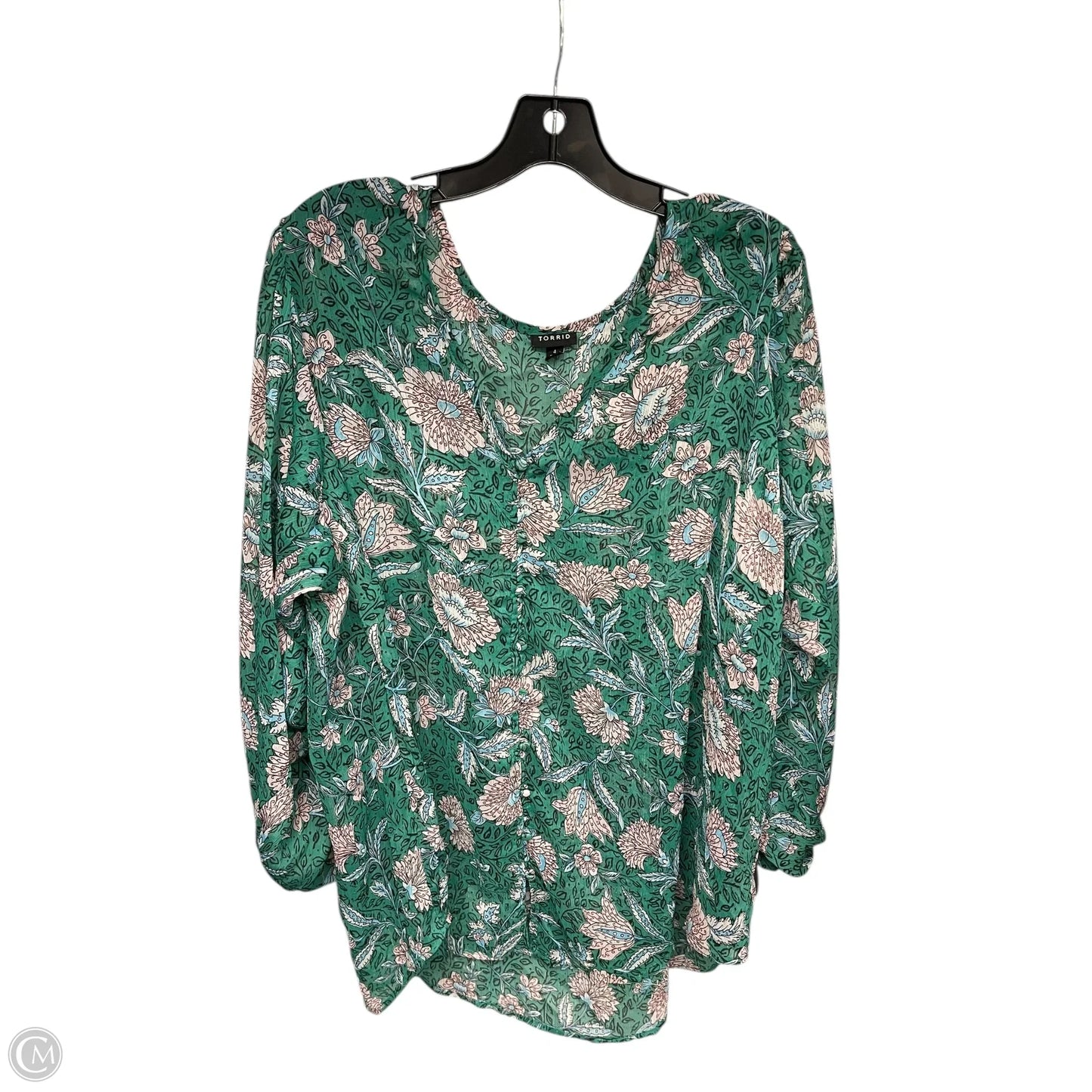 Top Long Sleeve By Torrid In Green, Size: 4x