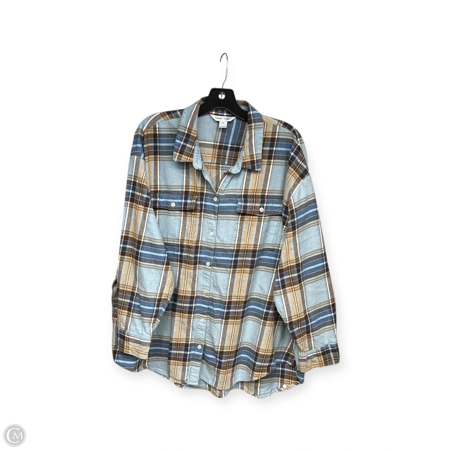 Top Long Sleeve By Old Navy In Plaid Pattern, Size: Xxl
