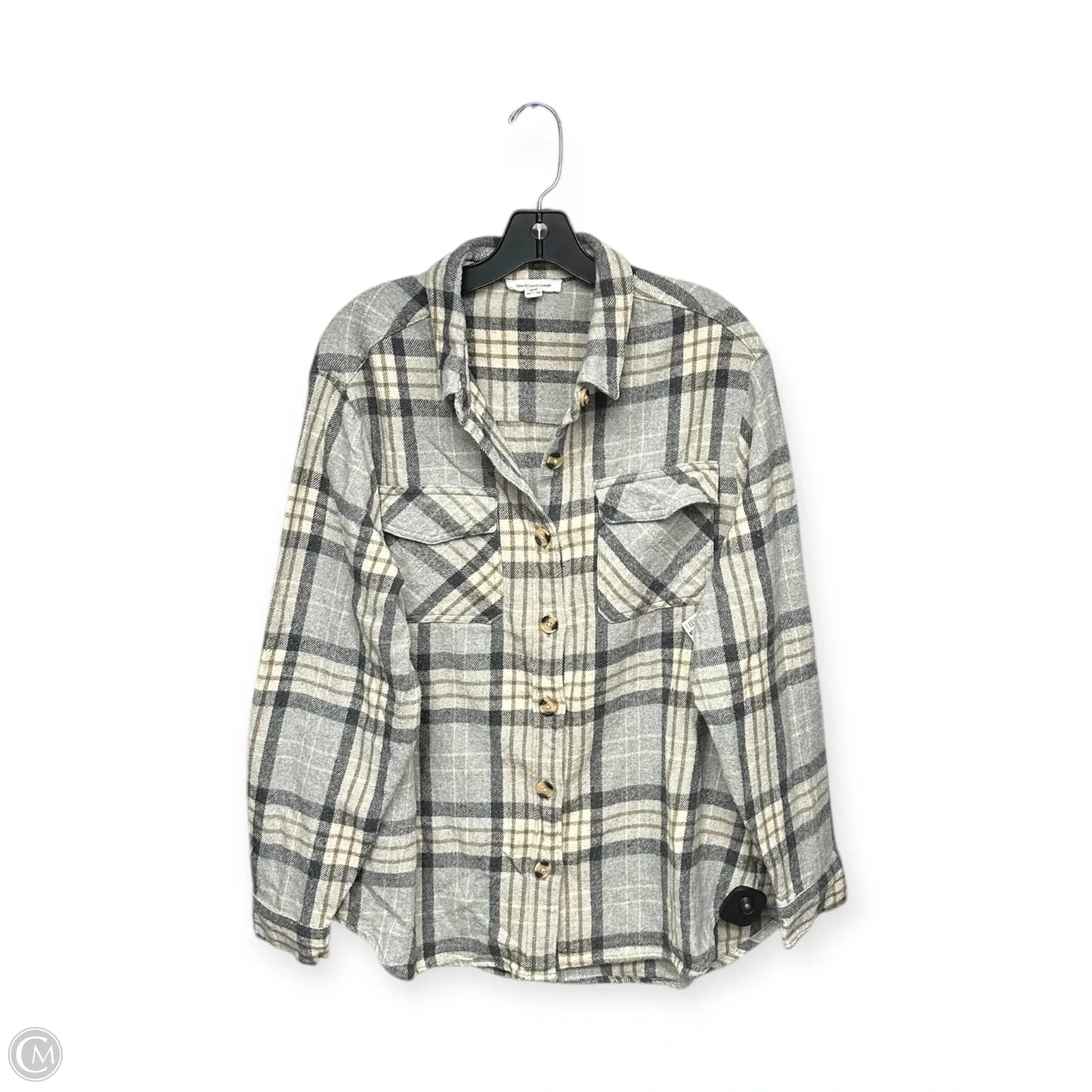 Top Long Sleeve By Beachlunchlounge In Grey & Tan, Size: M