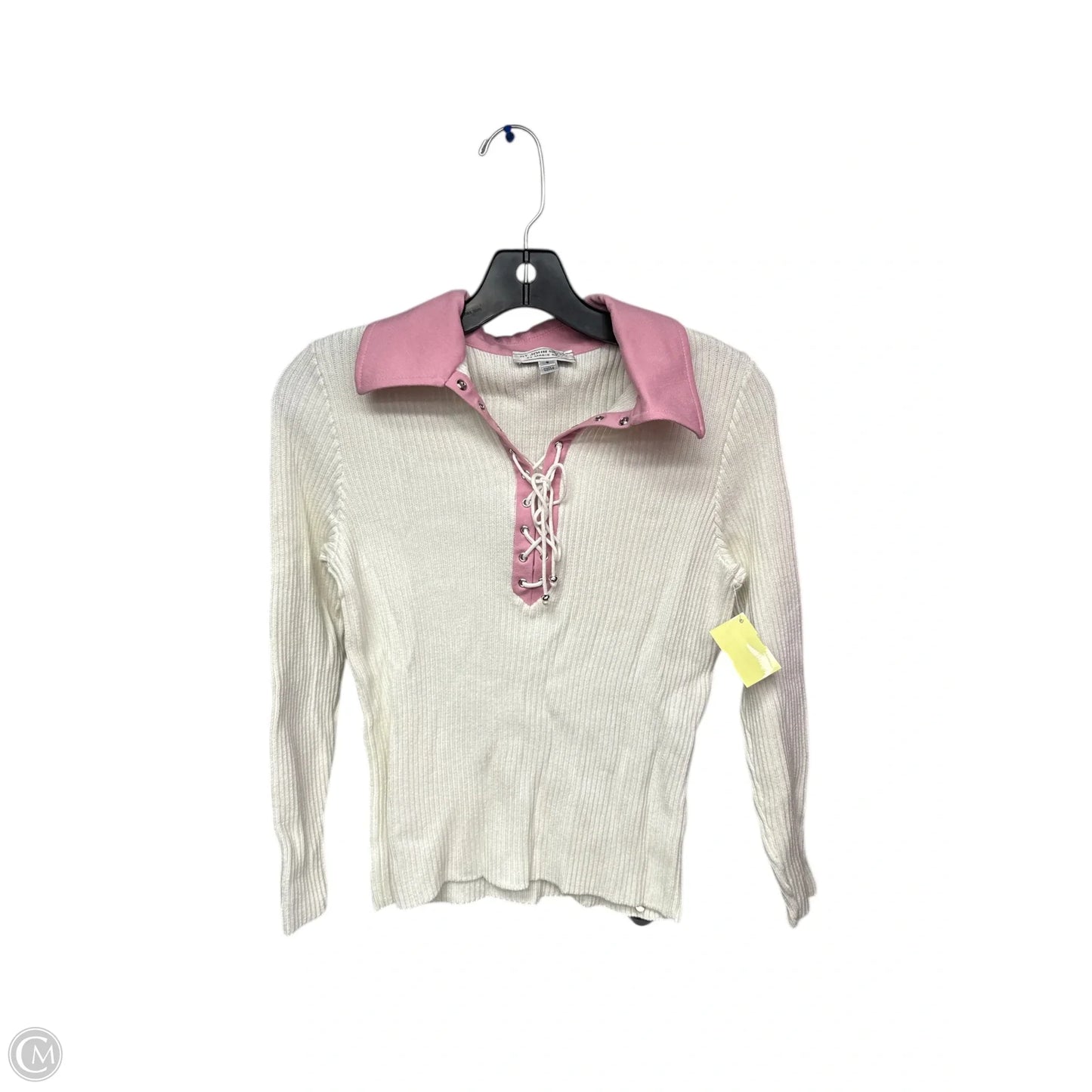 Top Long Sleeve By St. John In Cream & Pink, Size: S