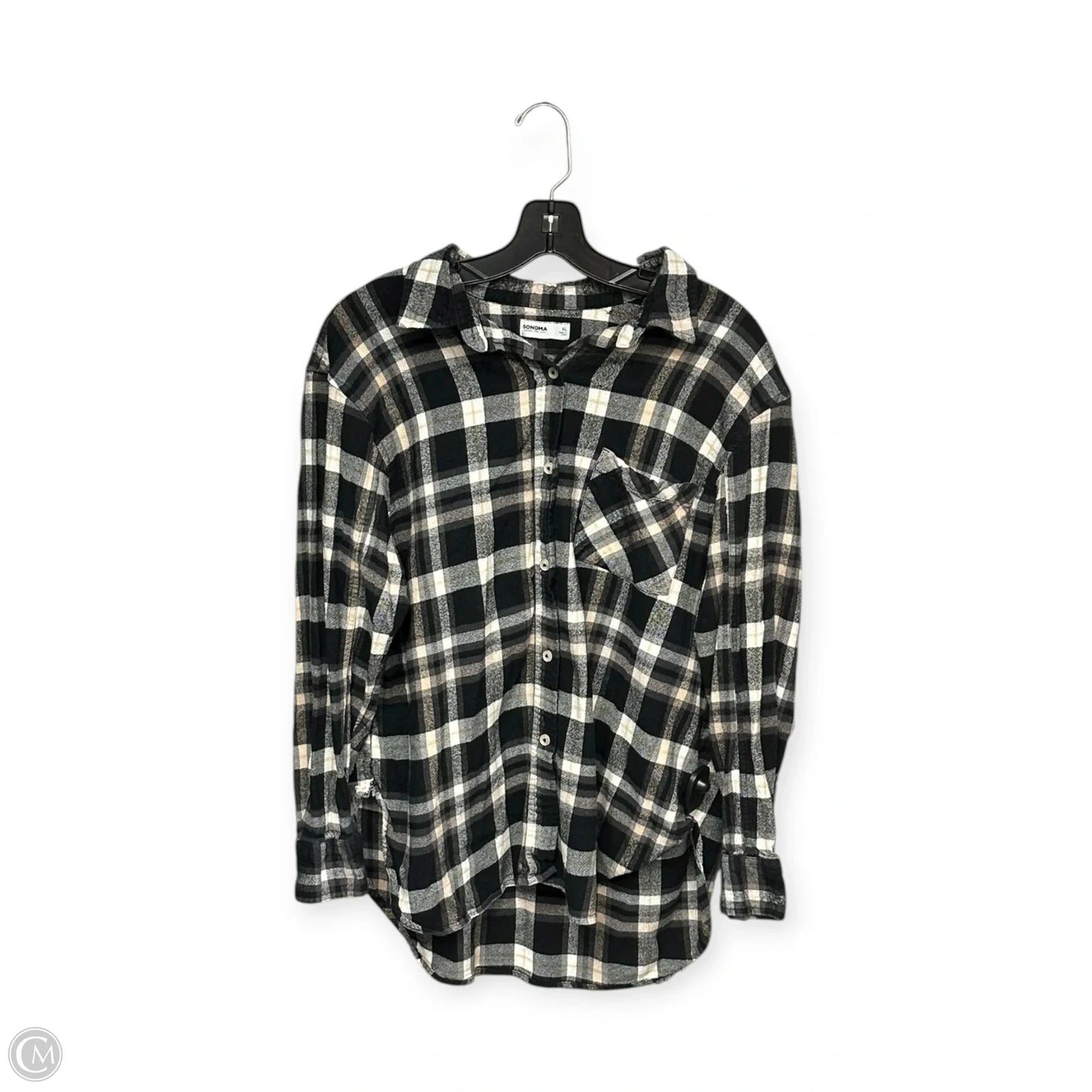 Top Long Sleeve By Sonoma In Black & White, Size: Xl