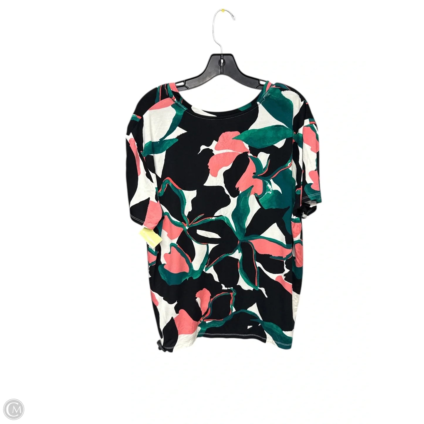 Top Short Sleeve By Nine West In Black & Pink, Size: Xl