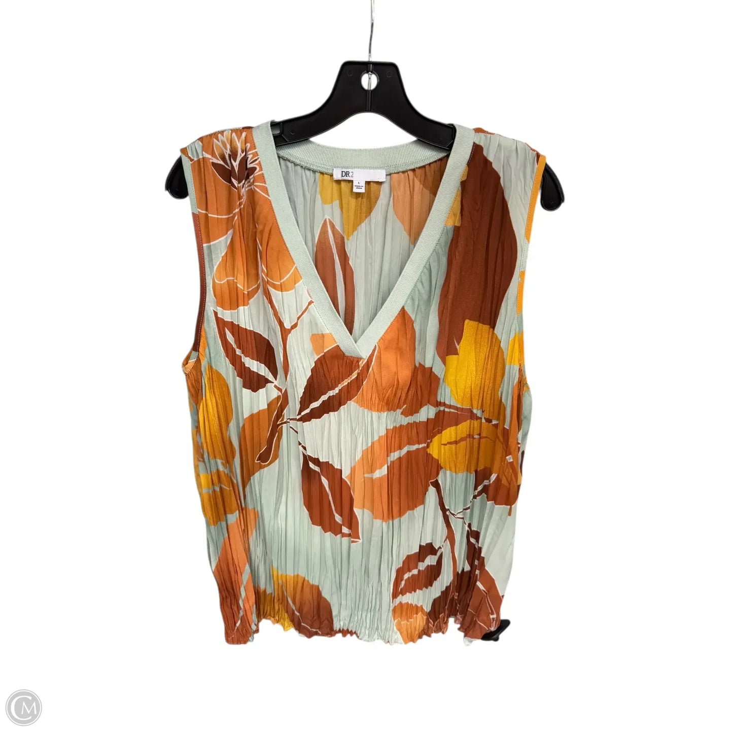 Top Sleeveless By Dr2 In Green & Orange, Size: L