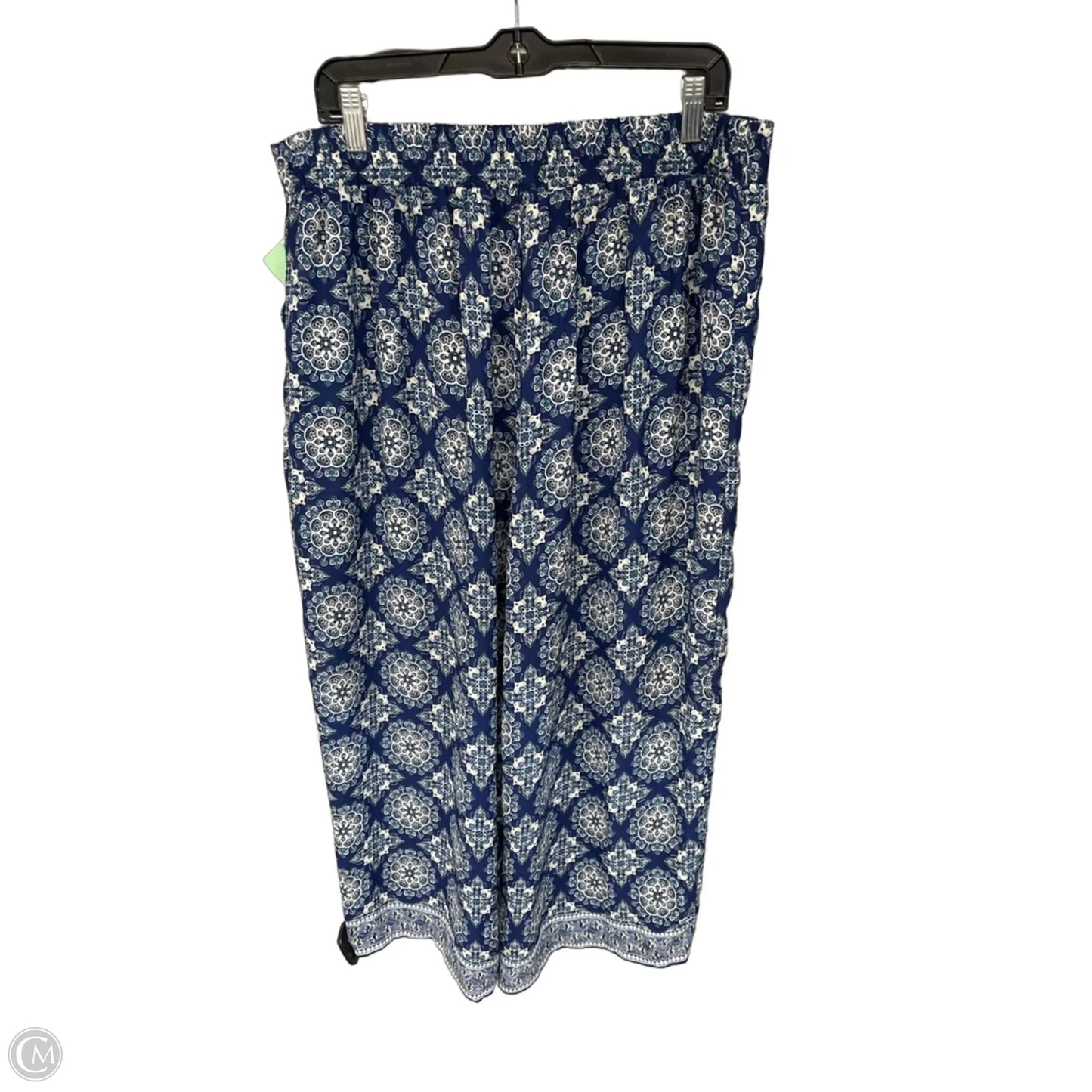 Pants Cropped By Max Studio In Blue & White, Size: 1x