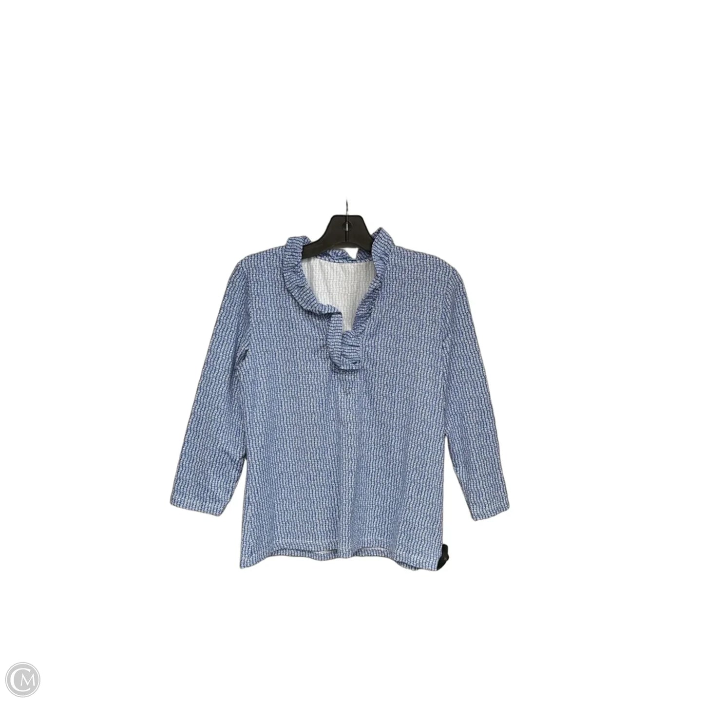 Top 3/4 Sleeve By J Mclaughlin In Blue & White, Size: M