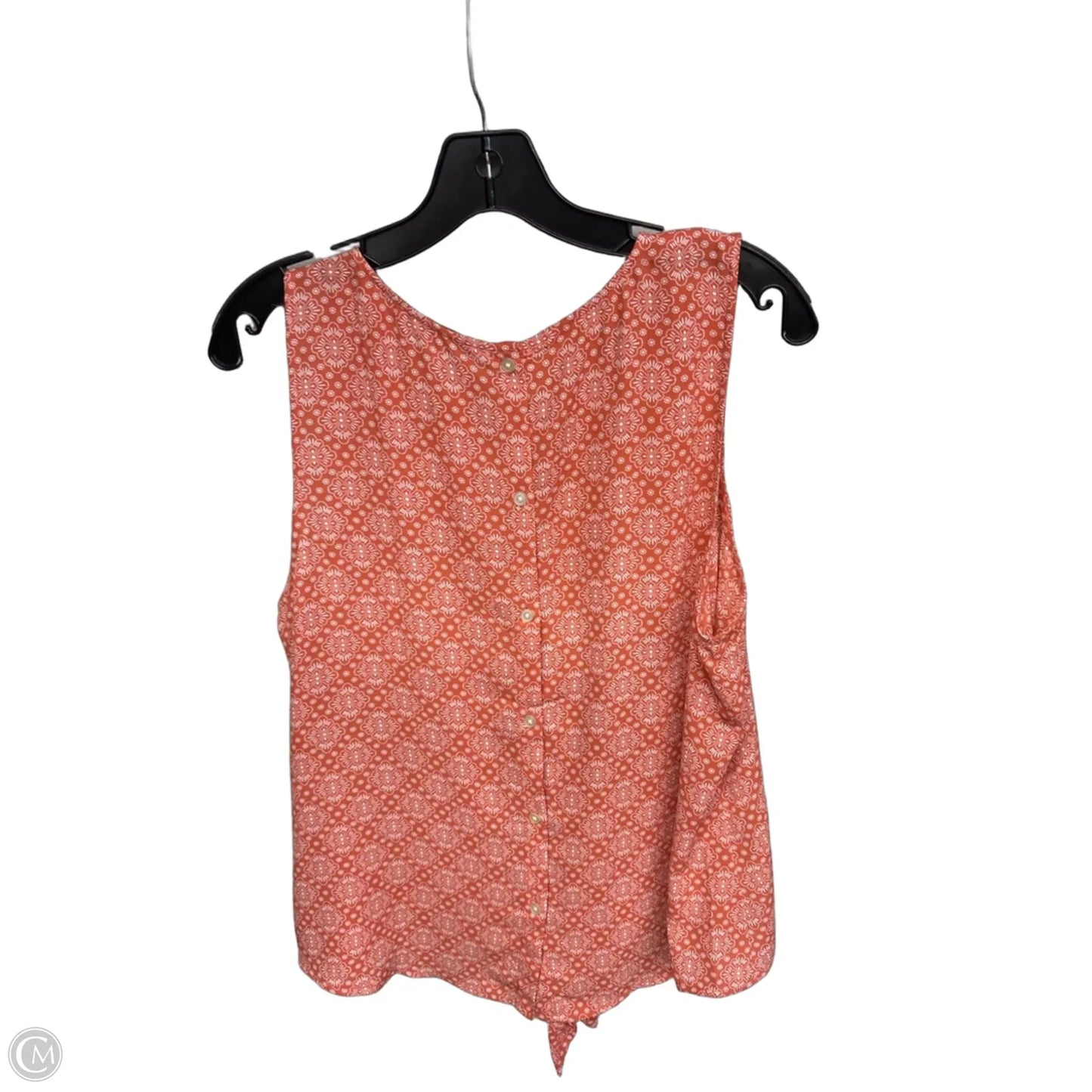 Top Sleeveless By Loft In Orange & White, Size: L