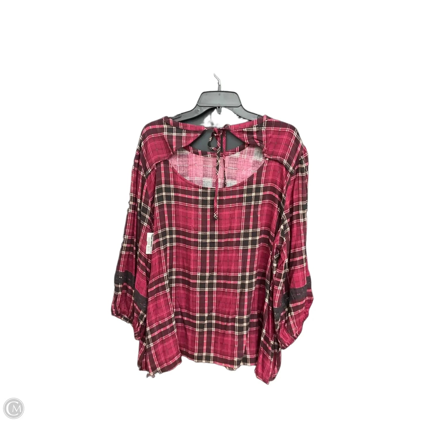 Top 3/4 Sleeve By Maurices In Plaid Pattern, Size: Xxl