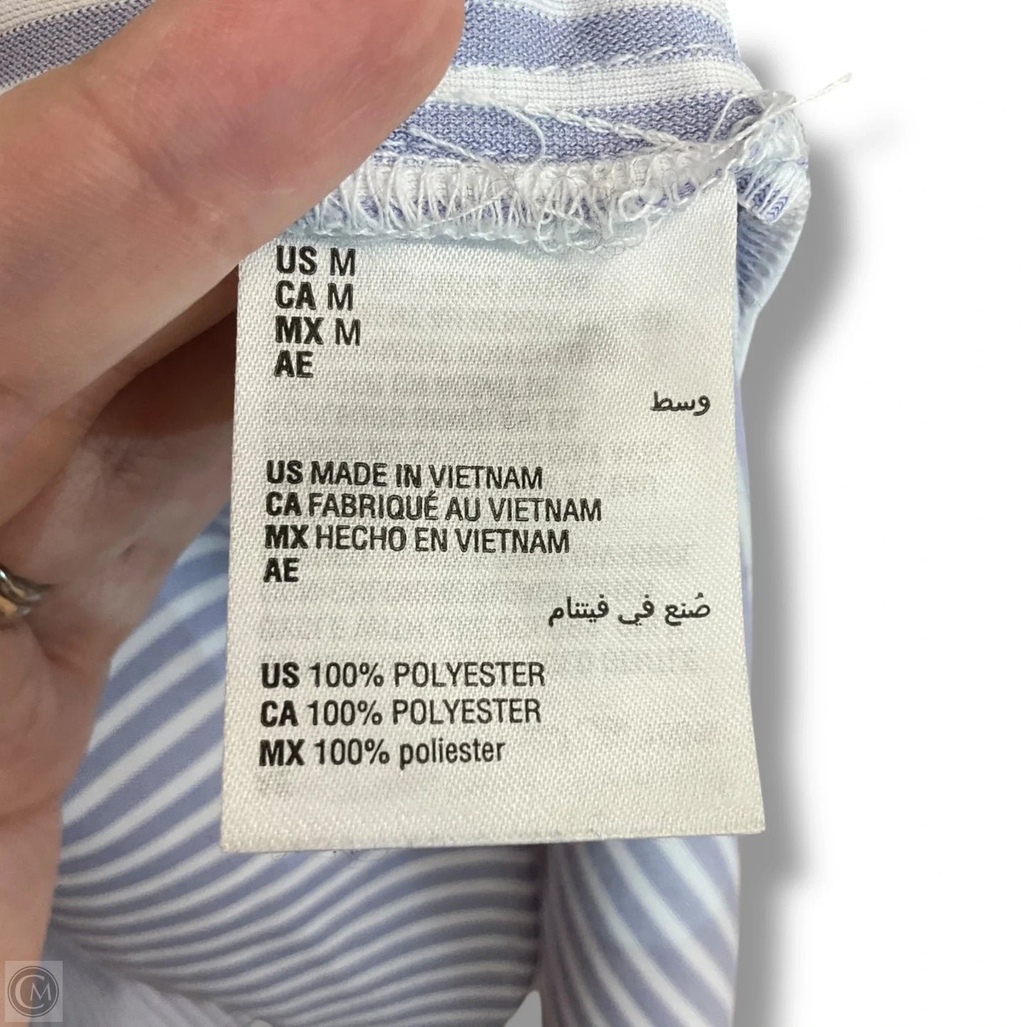 Top 3/4 Sleeve By Alfani In Striped Pattern, Size: M