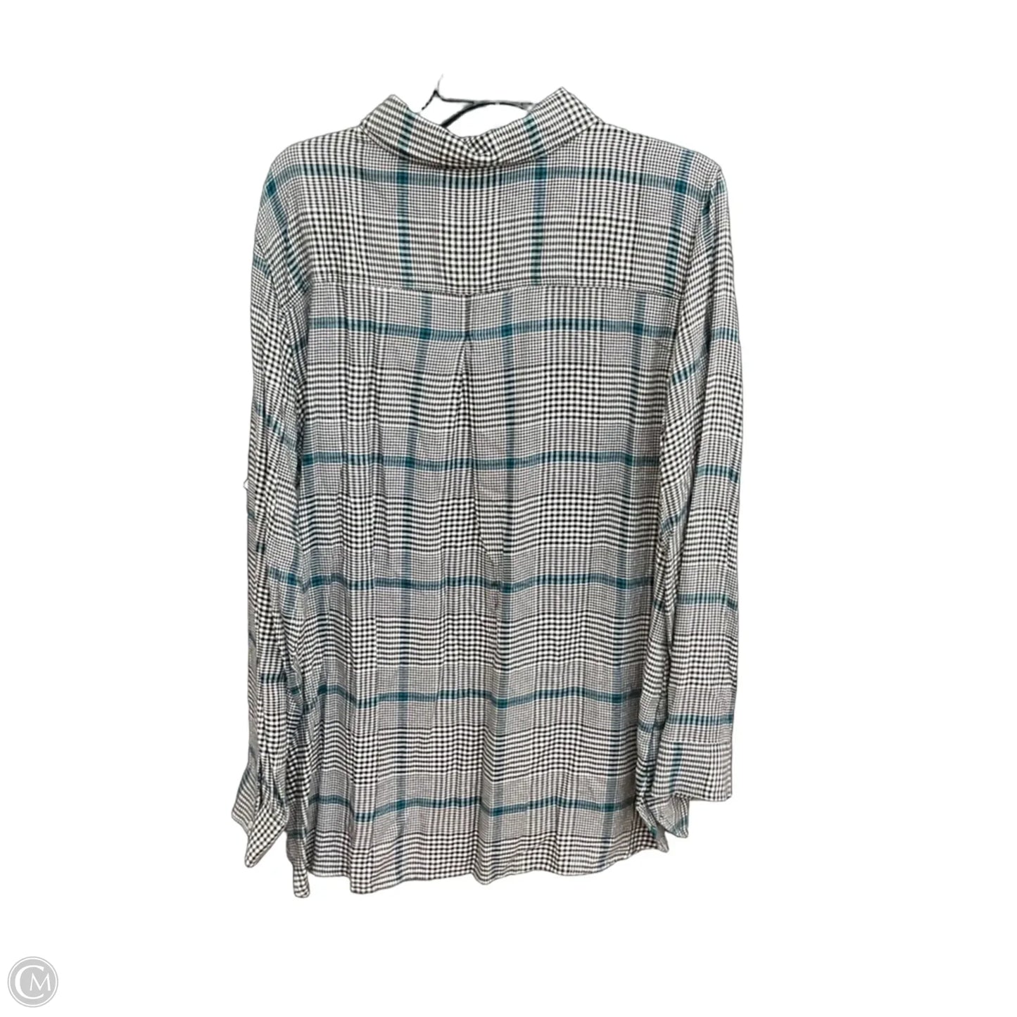 Blouse Long Sleeve By Christopher And Banks In Plaid Pattern, Size: Xl