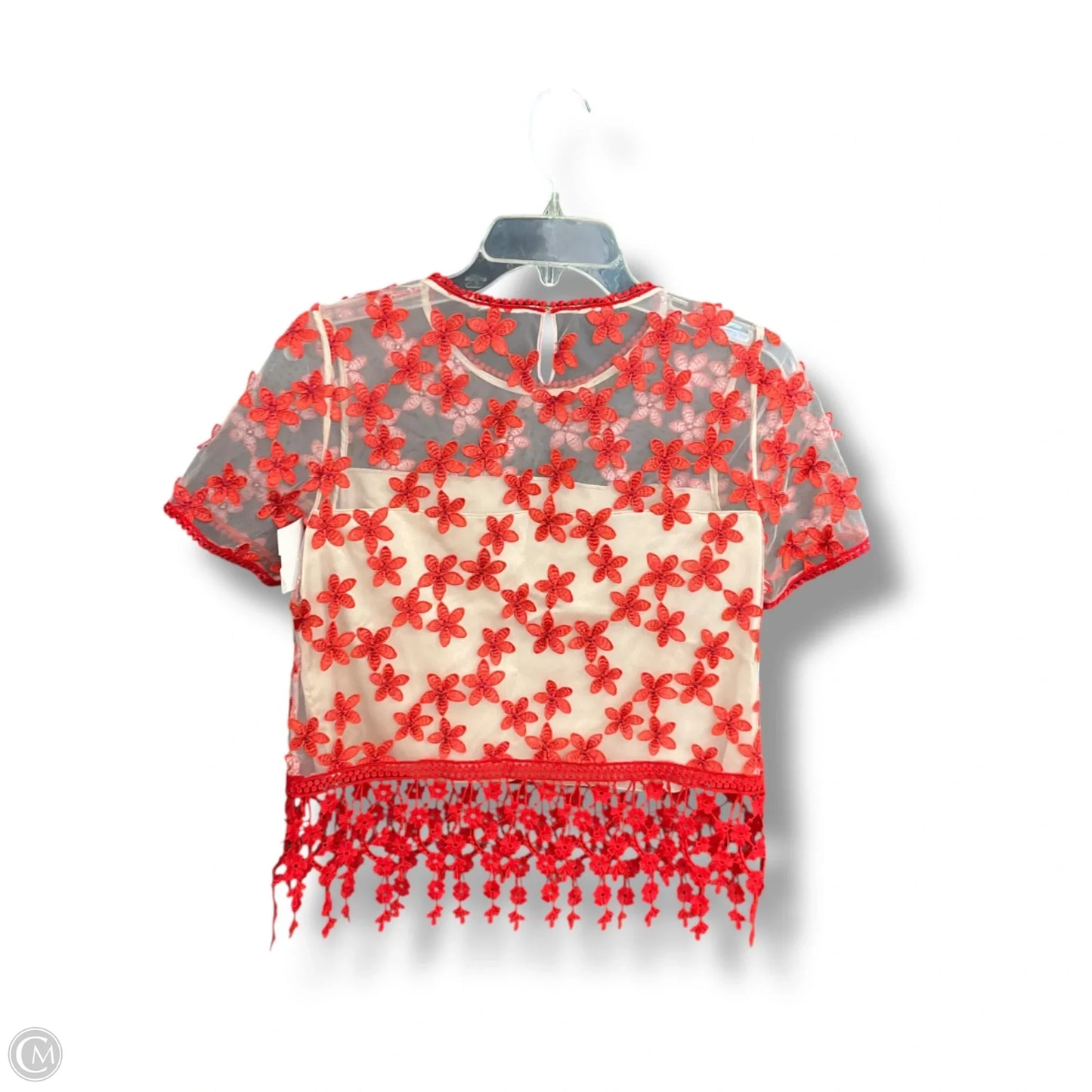 Top Short Sleeve By Elie Tahari In Cream & Red, Size: S
