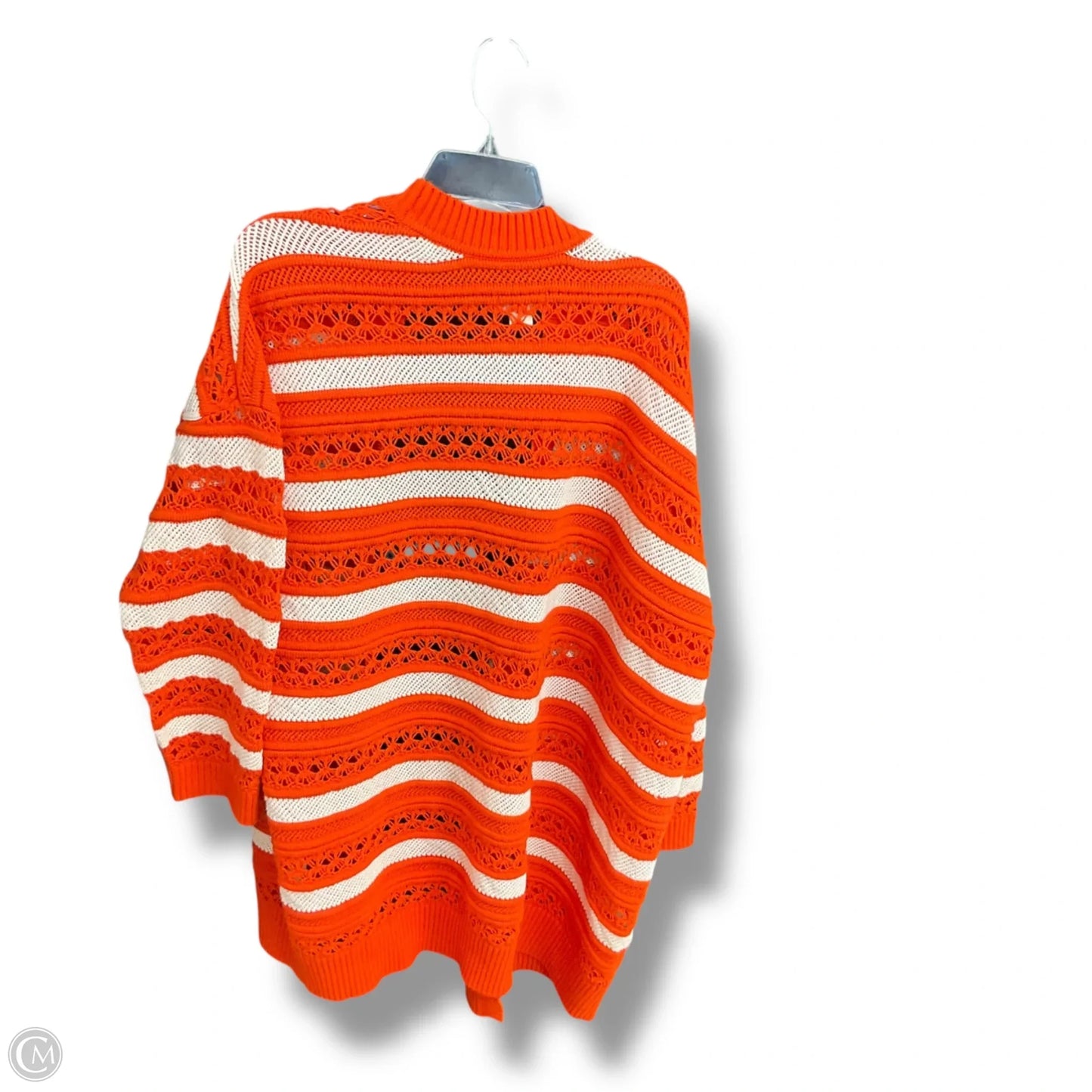 Sweater Cardigan By Maeve In Orange & White, Size: Xl