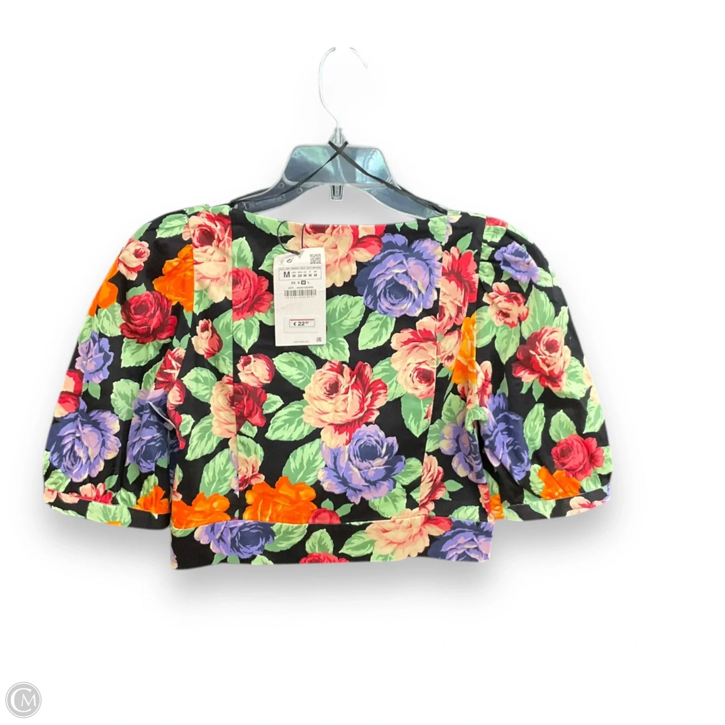 Top Short Sleeve By Zara In Floral Print, Size: M