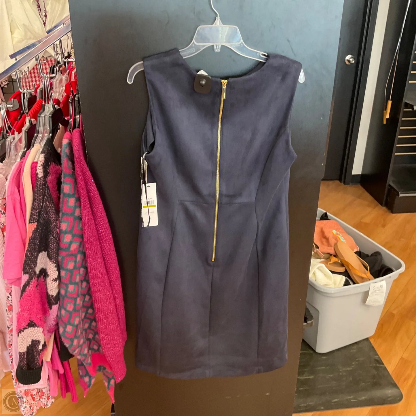 Dress Casual Midi By Calvin Klein In Navy, Size: 14