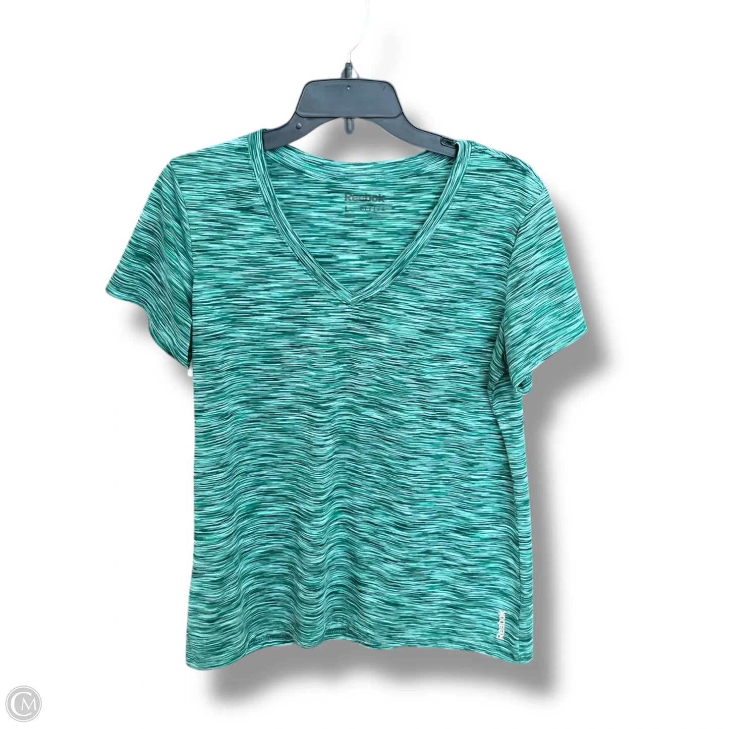 Athletic Top Short Sleeve By Reebok In Green, Size: L