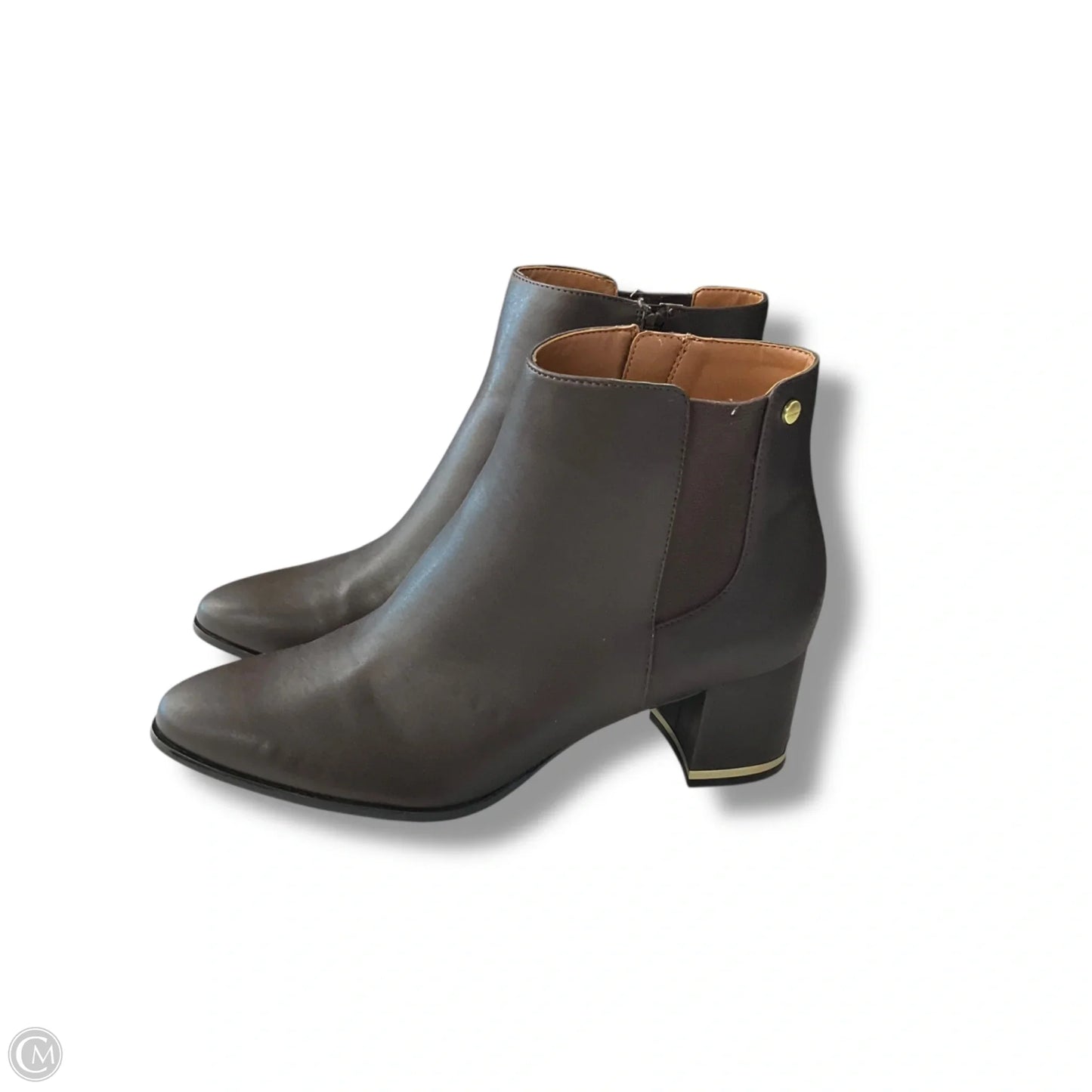 Boots Ankle Heels By Calvin Klein In Maroon, Size: 8