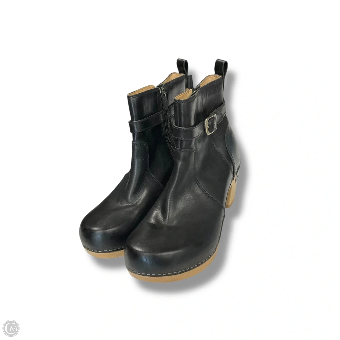 Boots Ankle Heels By Dansko In Black & Tan, Size: 8