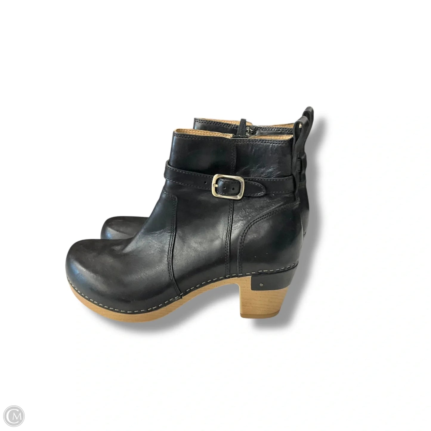 Boots Ankle Heels By Dansko In Black & Tan, Size: 8