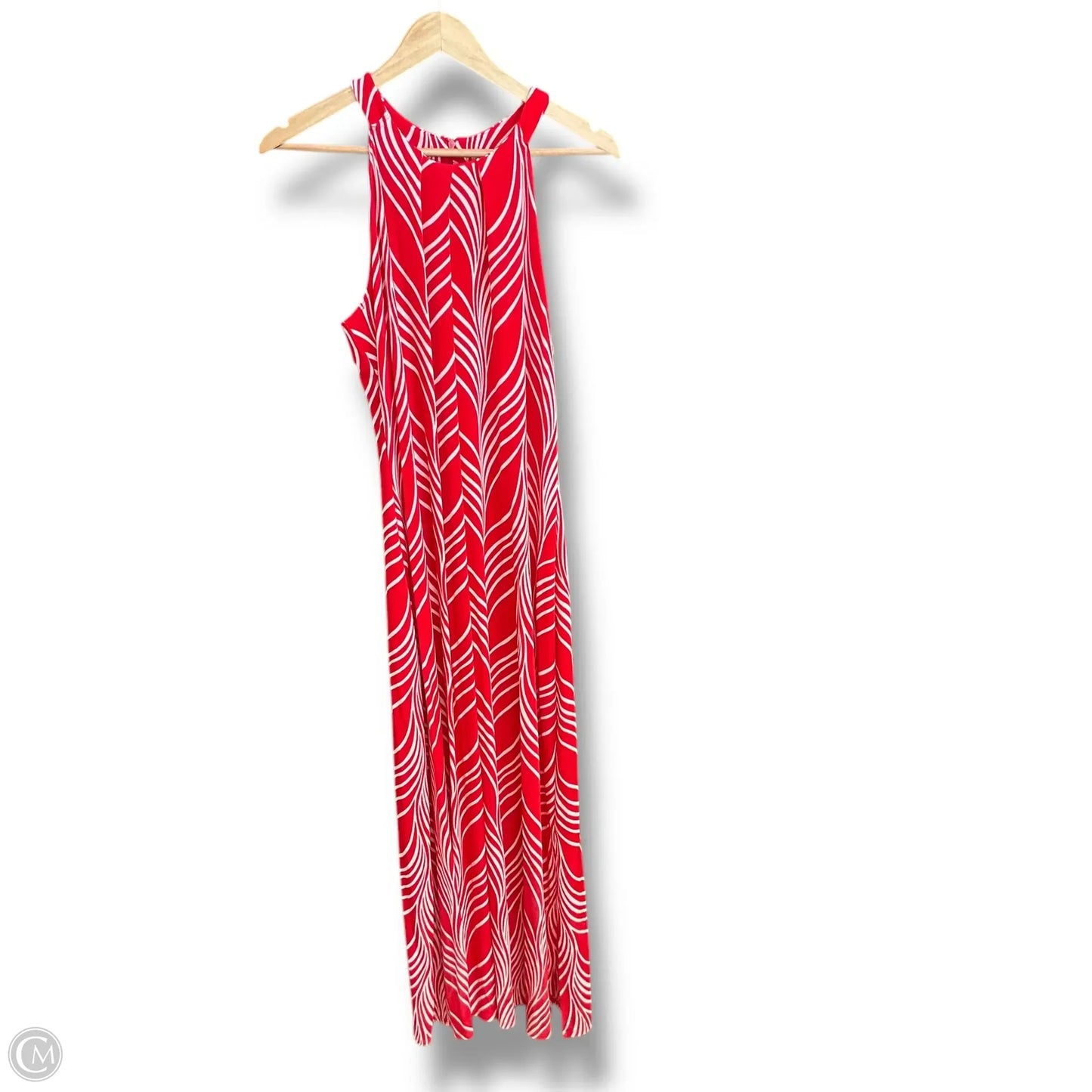 Dress Casual Maxi By Chicos In Red & White, Size: L