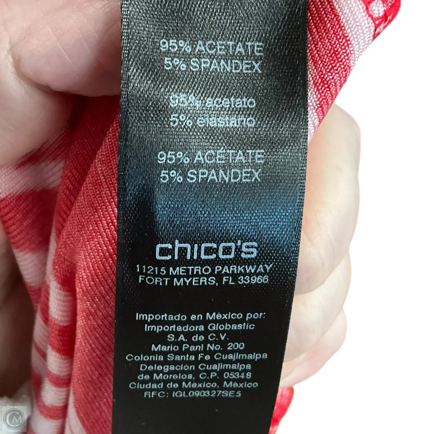 Dress Casual Maxi By Chicos In Red & White, Size: L