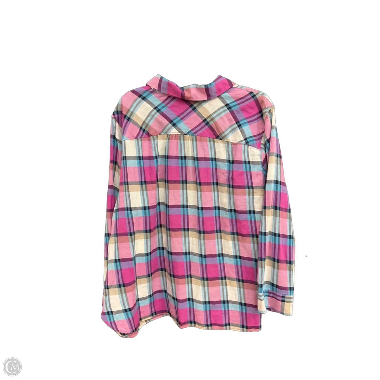 Blouse Long Sleeve By Talbots In Plaid Pattern, Size: 3x