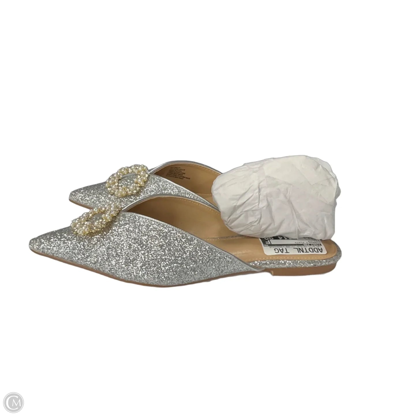 Sandals Flats By Just Fab In Silver, Size: 7.5