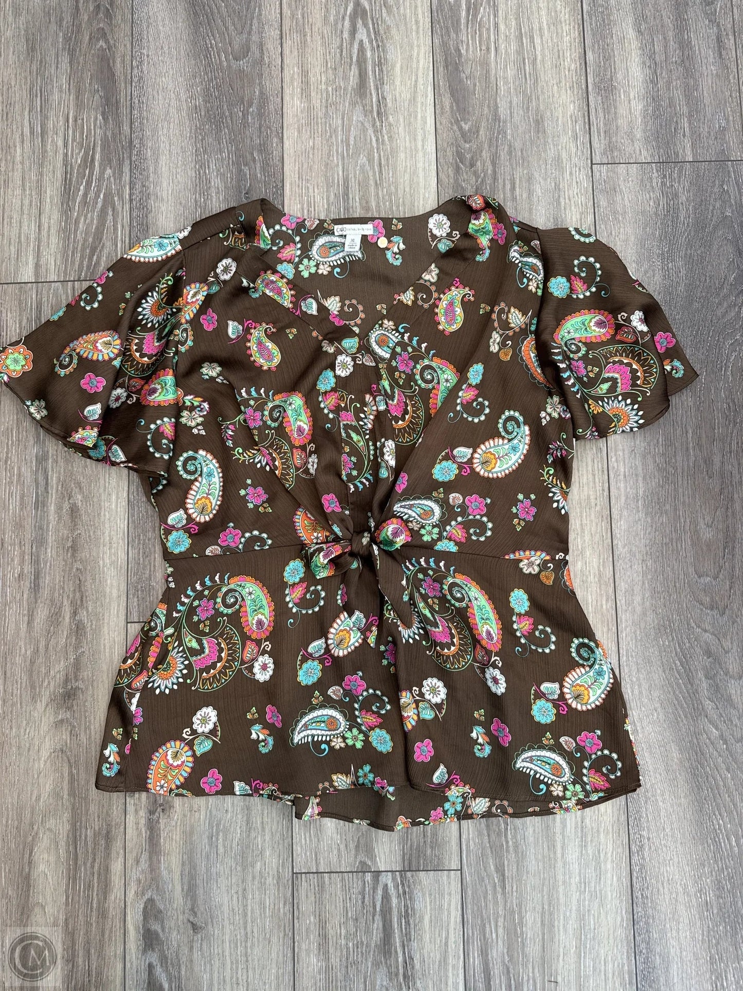 Top Short Sleeve By Cato In Brown, Size: Xl