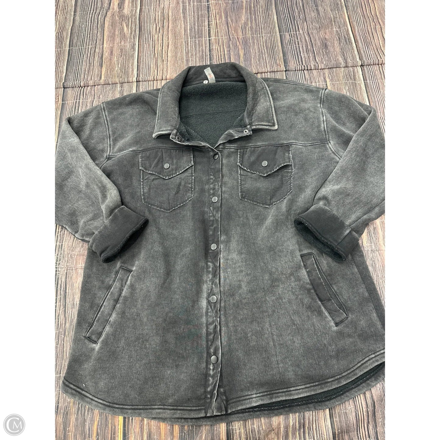 Jacket Shirt By Mono B In Grey, Size: 2x